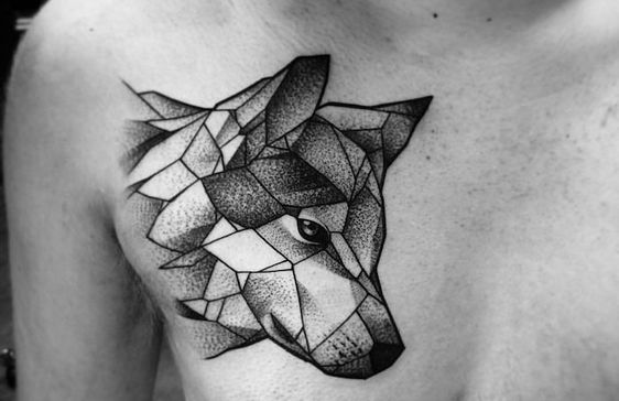 Beau tatouage origami, un chien