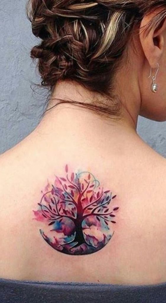 Tattoo arbre coloré
