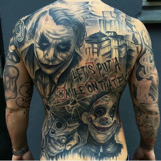 Full body Joker tattoo