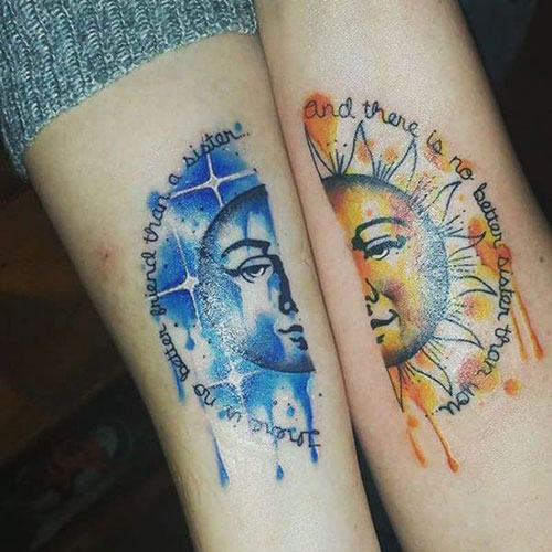 Tatouages ​​soeur soleil et lune