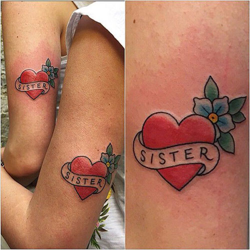 Dessins de tatouage de coeur de soeur