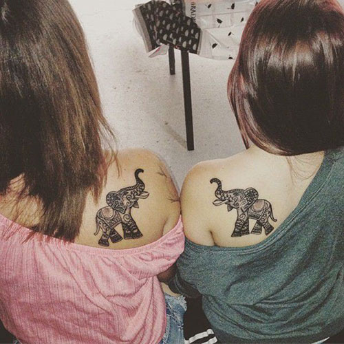 Dessins créatifs de tatouage de soeur d'éléphant