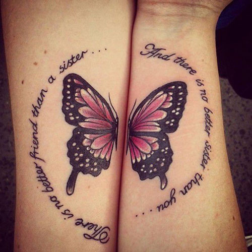 Relier les tatouages ​​de soeur papillon