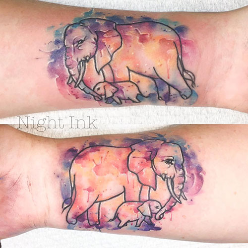 Tatouages ​​assortis d'éléphant mère fille