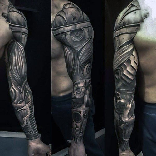 Tatouages ​​de bras à manches longues 3D cool pour les hommes