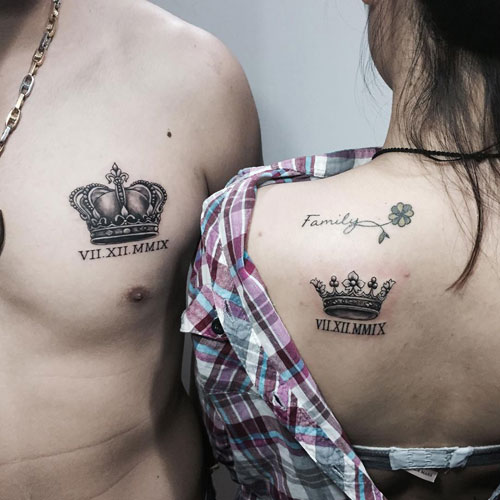 Cool King and Queen Tattoo sur le dos et la poitrine