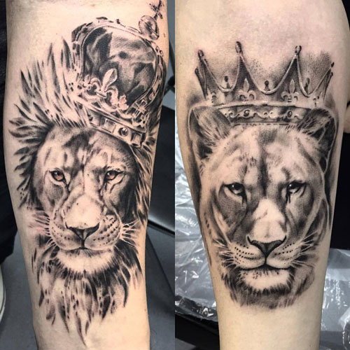Tatouages ​​roi et reine lion