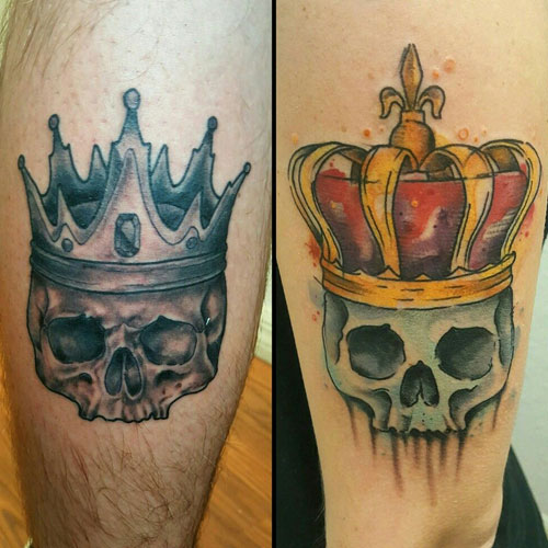 Tatouages ​​couronne et crâne roi et reine