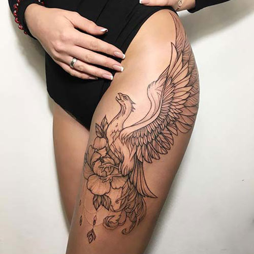 Phoenix cuisse tatouage