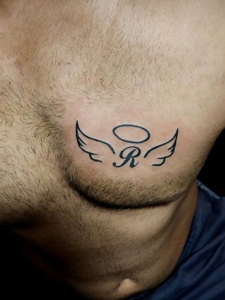 Tatouage Aile Dange Avec Initiale